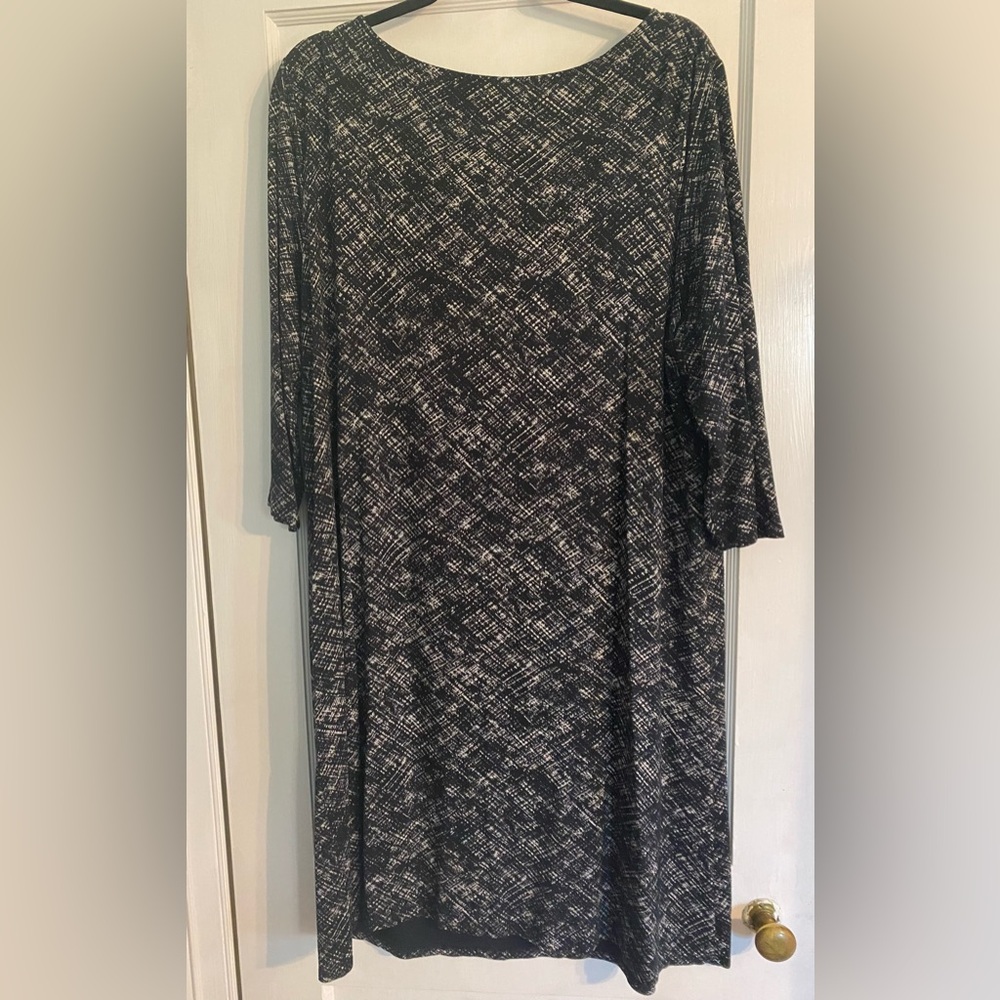 J Jill Women’s Wearever Collection Stretch 2X Black & White Boat Neck Plus Dress - Picture 5 of 10